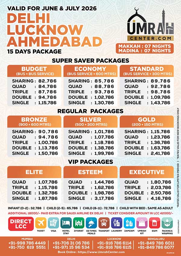 best umrah package from delhi lucknow ahmedabad